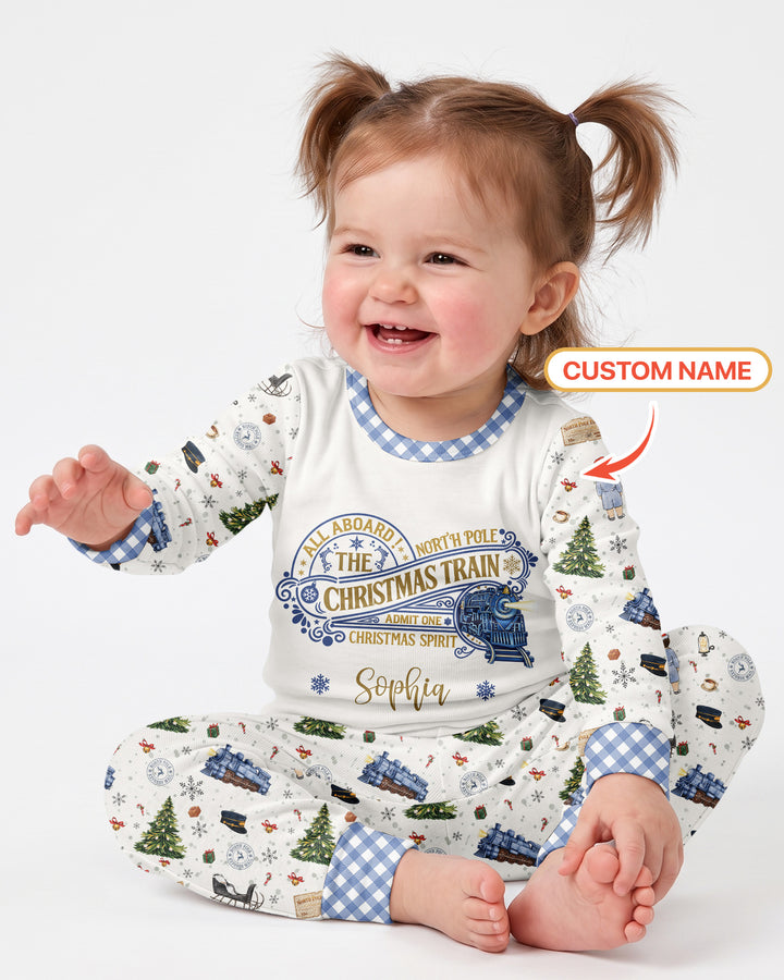 Custom Name North Pole Adventure Bamboo Two Piece Long Sleeve Pajama Set
