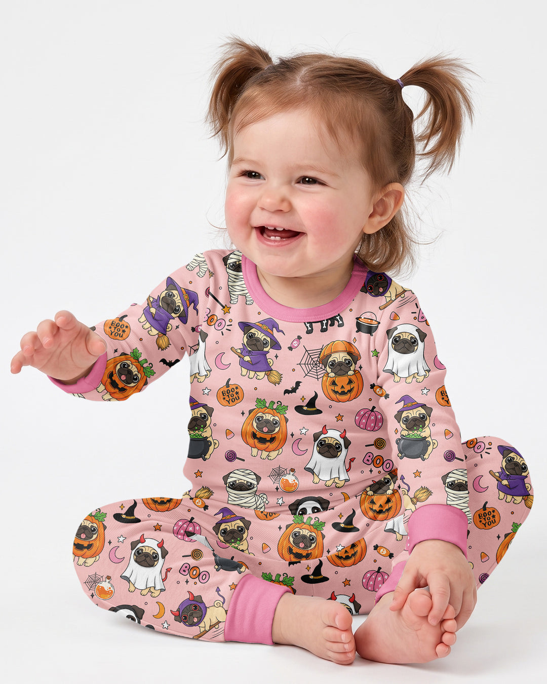 Spooky Pug Bamboo Two Piece Long Sleeve Pajama Set
