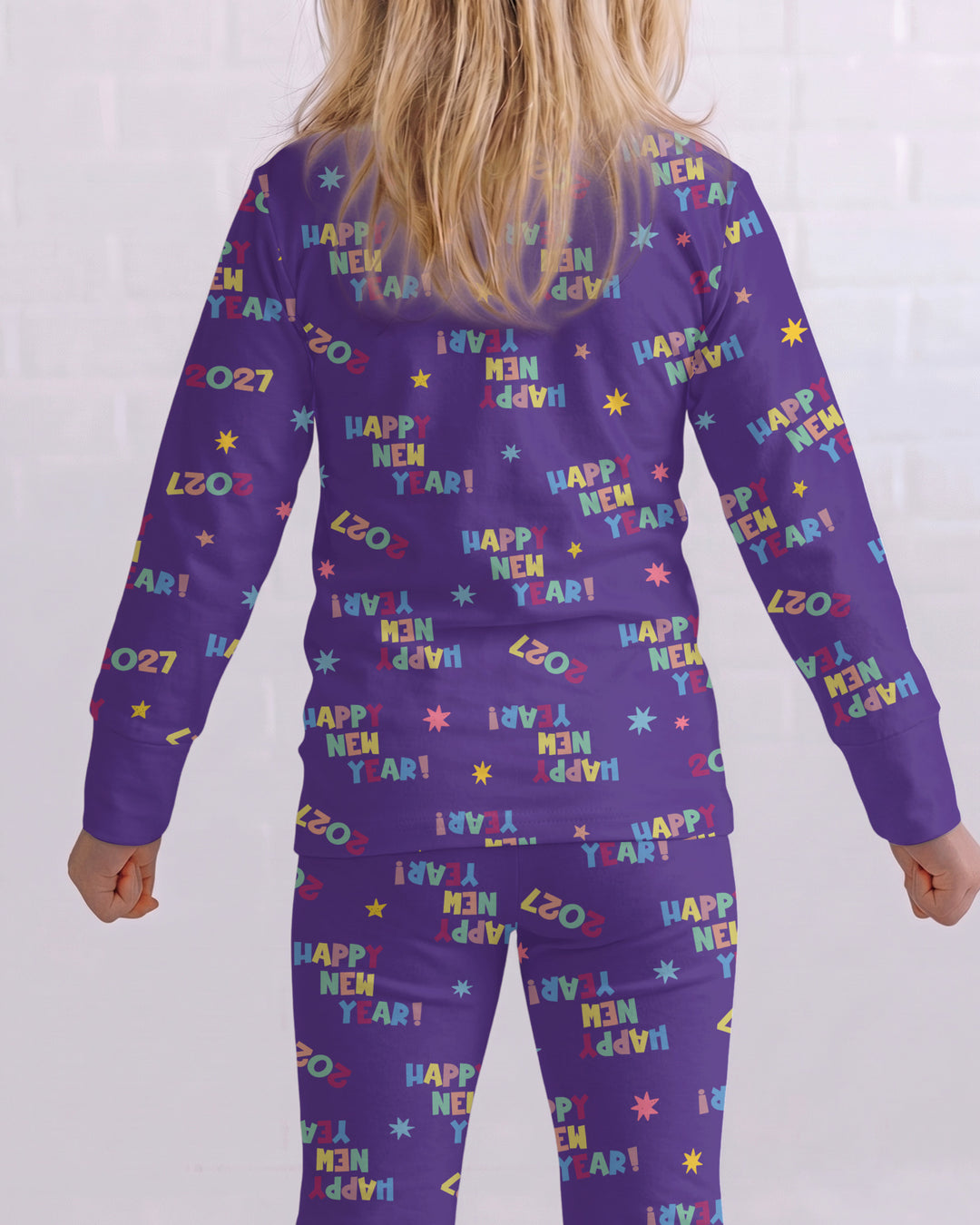 Retro Happy New Year 2027 Bamboo Two Piece Long Sleeve Pajama Set