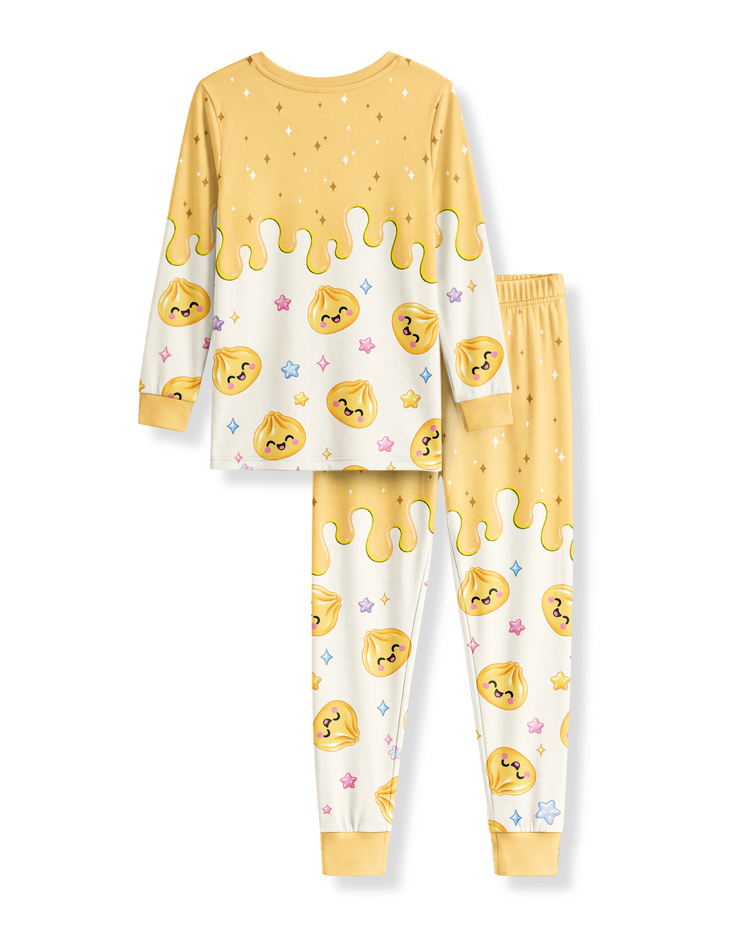 Personalized Dripping Kawaii Dumpling Bamboo Two Piece Long Sleeve Pajama Set
