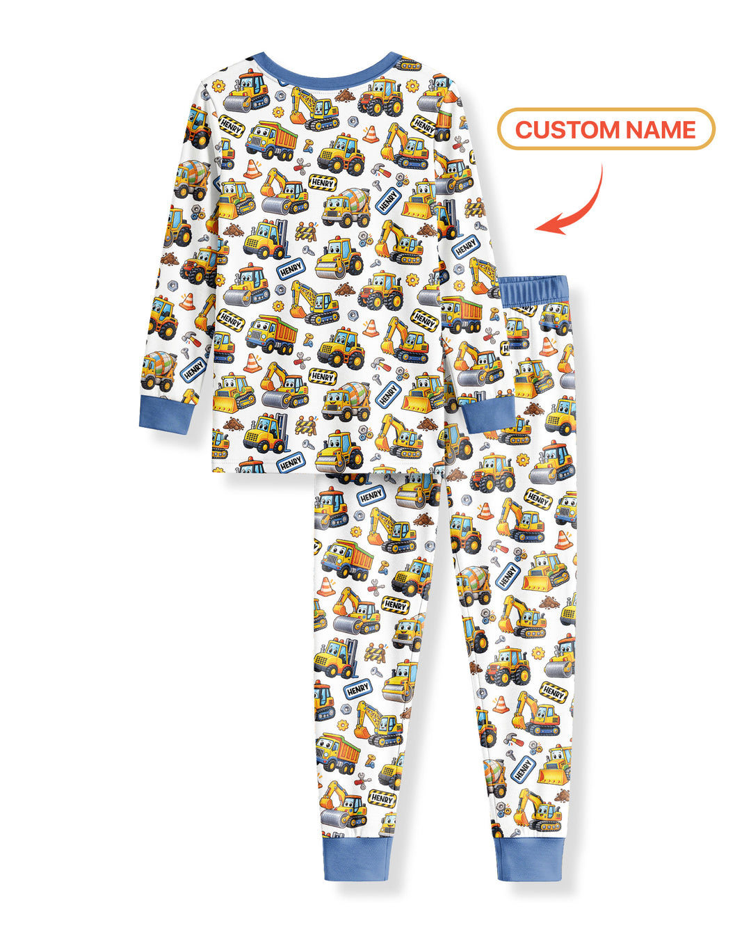 Construction Machines Bamboo Two Piece Long Sleeve Pajama Set
