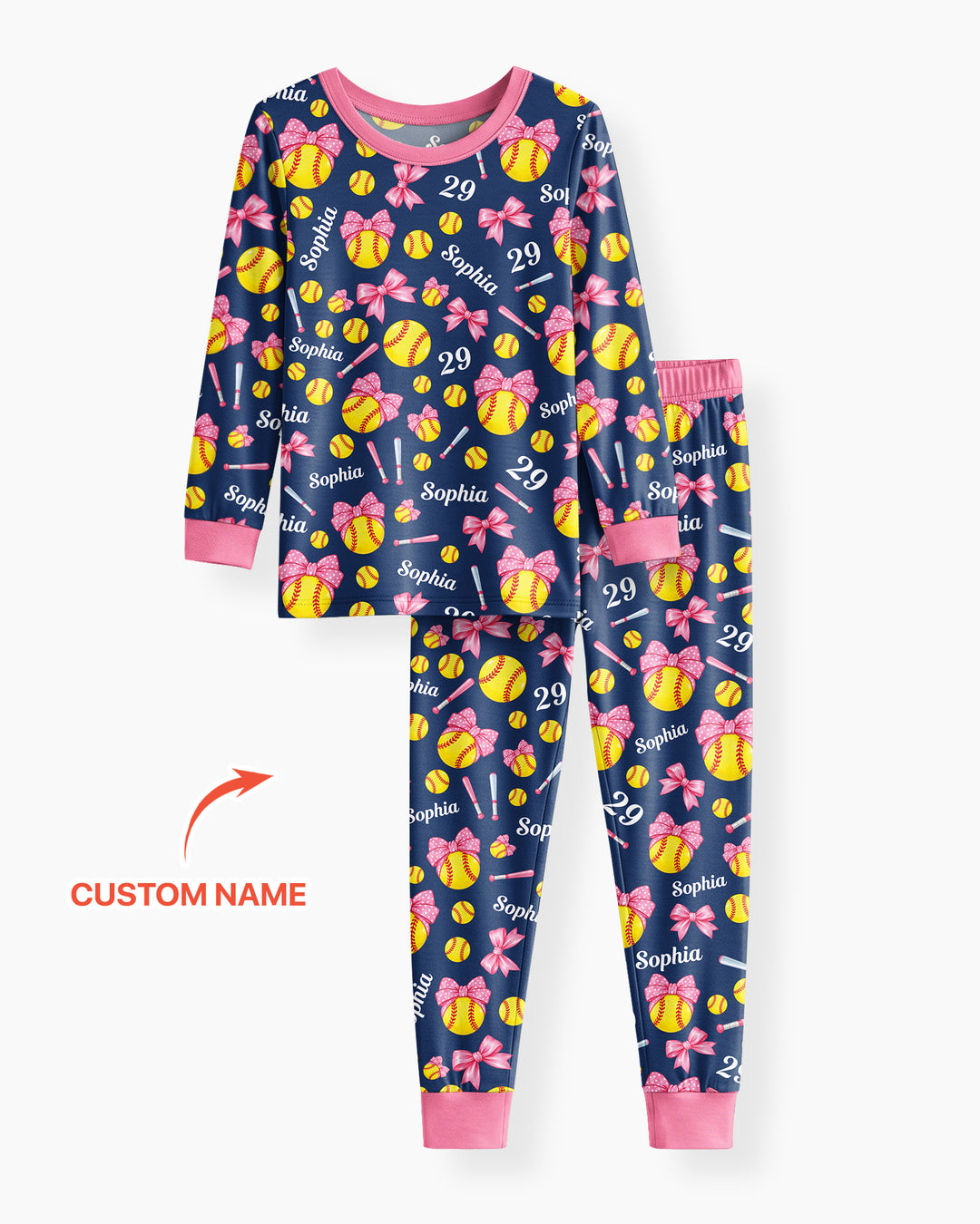 Little Softball Star Bamboo Two Piece Long Sleeve Pajama Set