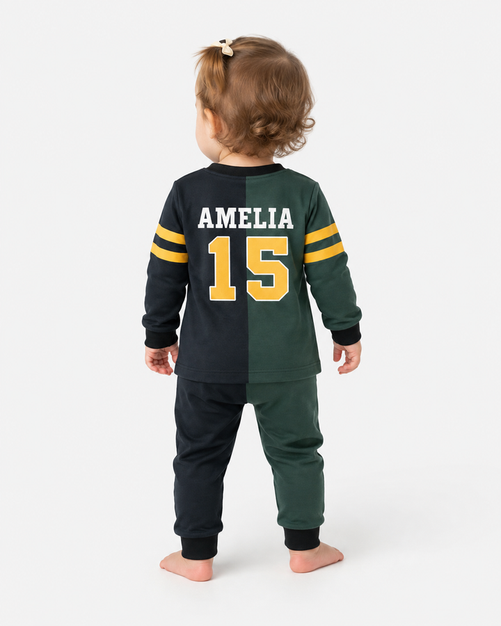 Football Rivalry Family Personalized Bamboo Two Piece Long Sleeve Pajama Set