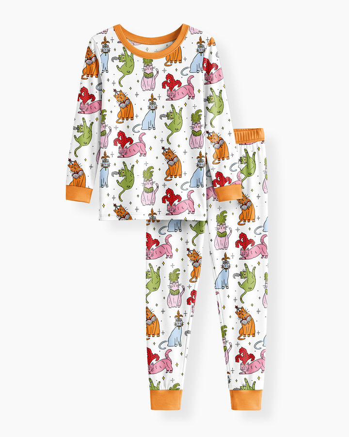 Whimsical Cats Bamboo Two Piece Long Sleeve Pajama Set
