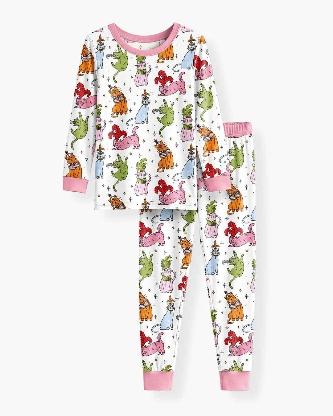 Whimsical Cats Bamboo Two Piece Long Sleeve Pajama Set