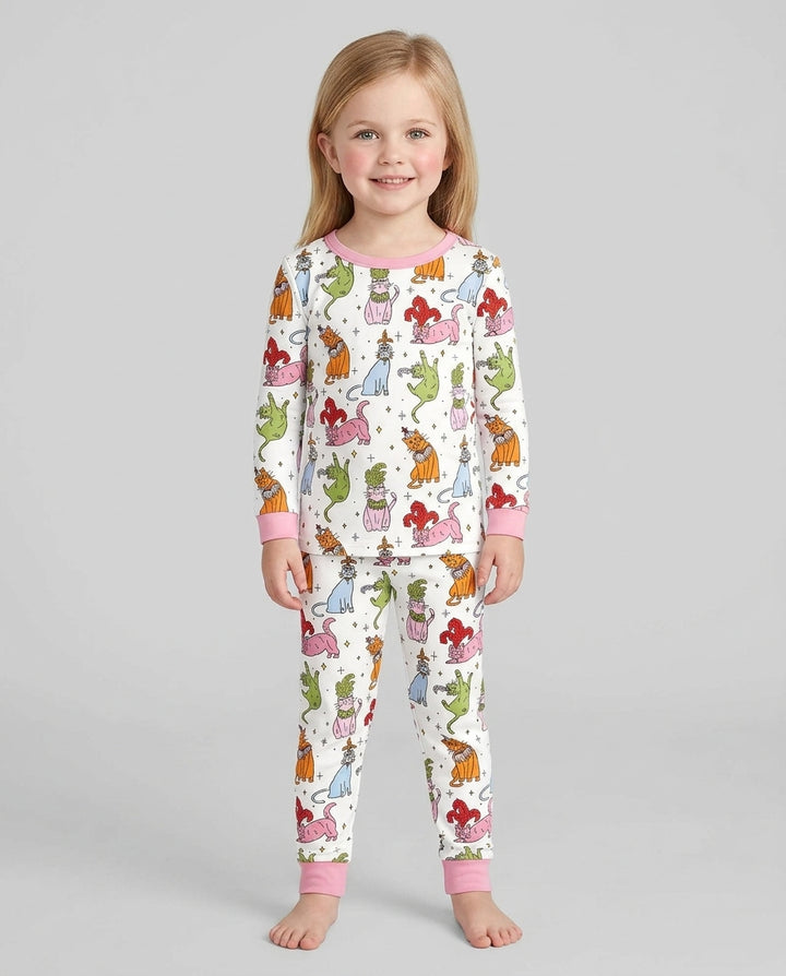 Whimsical Cats Bamboo Two Piece Long Sleeve Pajama Set