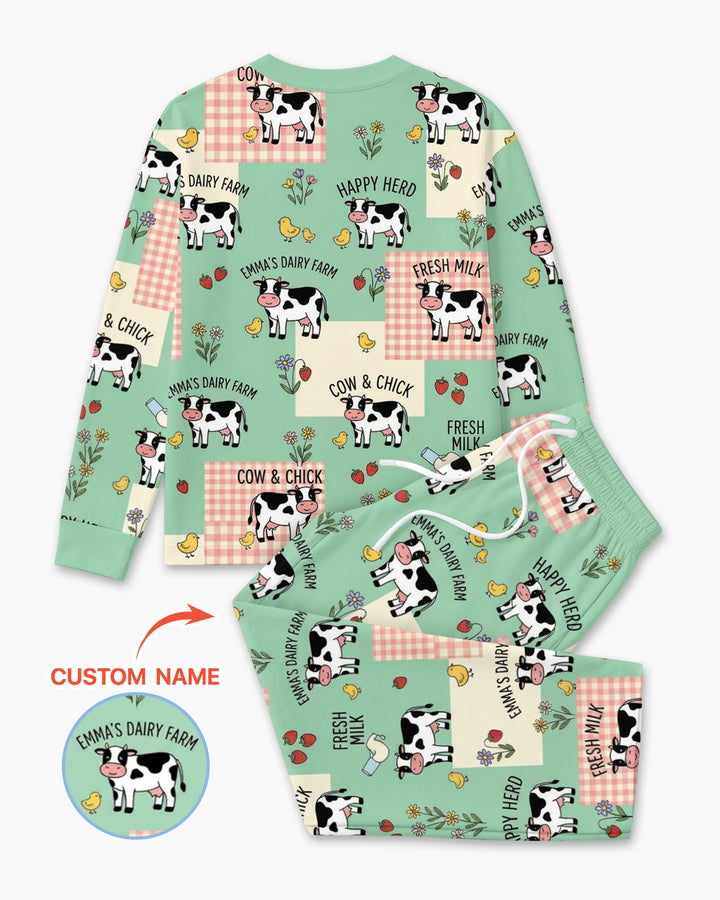 Custom Name Minty Farm And A Tiny Chick Bamboo Men Pajama Set