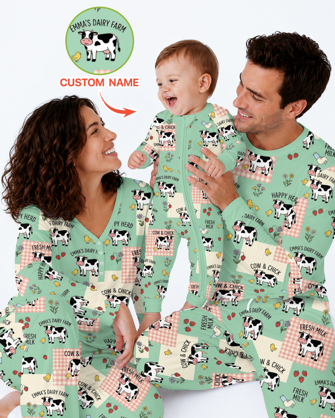Custom Name Minty Farm And A Tiny Chick Bamboo Men Pajama Set