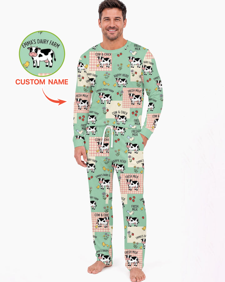Custom Name Minty Farm And A Tiny Chick Bamboo Men Pajama Set