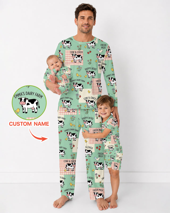 Custom Name Minty Farm And A Tiny Chick Bamboo Men Pajama Set