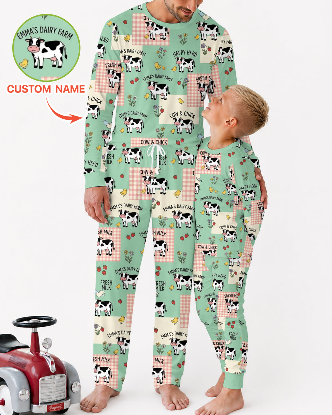Custom Name Minty Farm And A Tiny Chick Bamboo Men Pajama Set