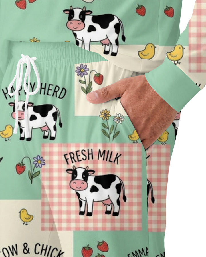 Custom Name Minty Farm And A Tiny Chick Bamboo Men Pajama Set