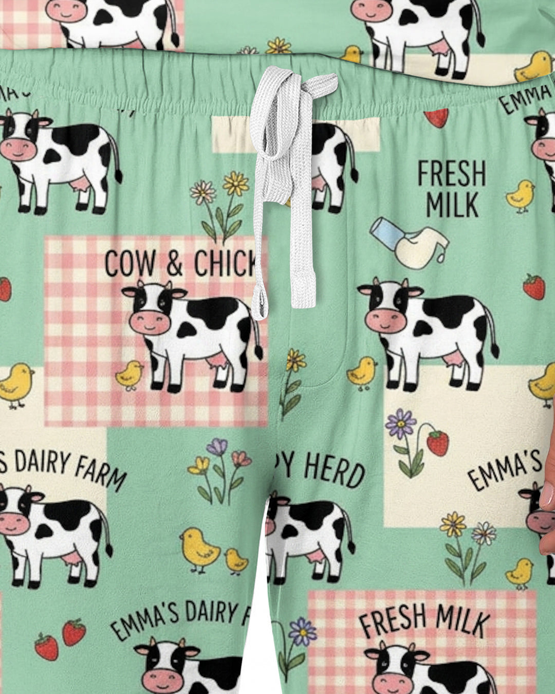Custom Name Minty Farm And A Tiny Chick Bamboo Men Pajama Set