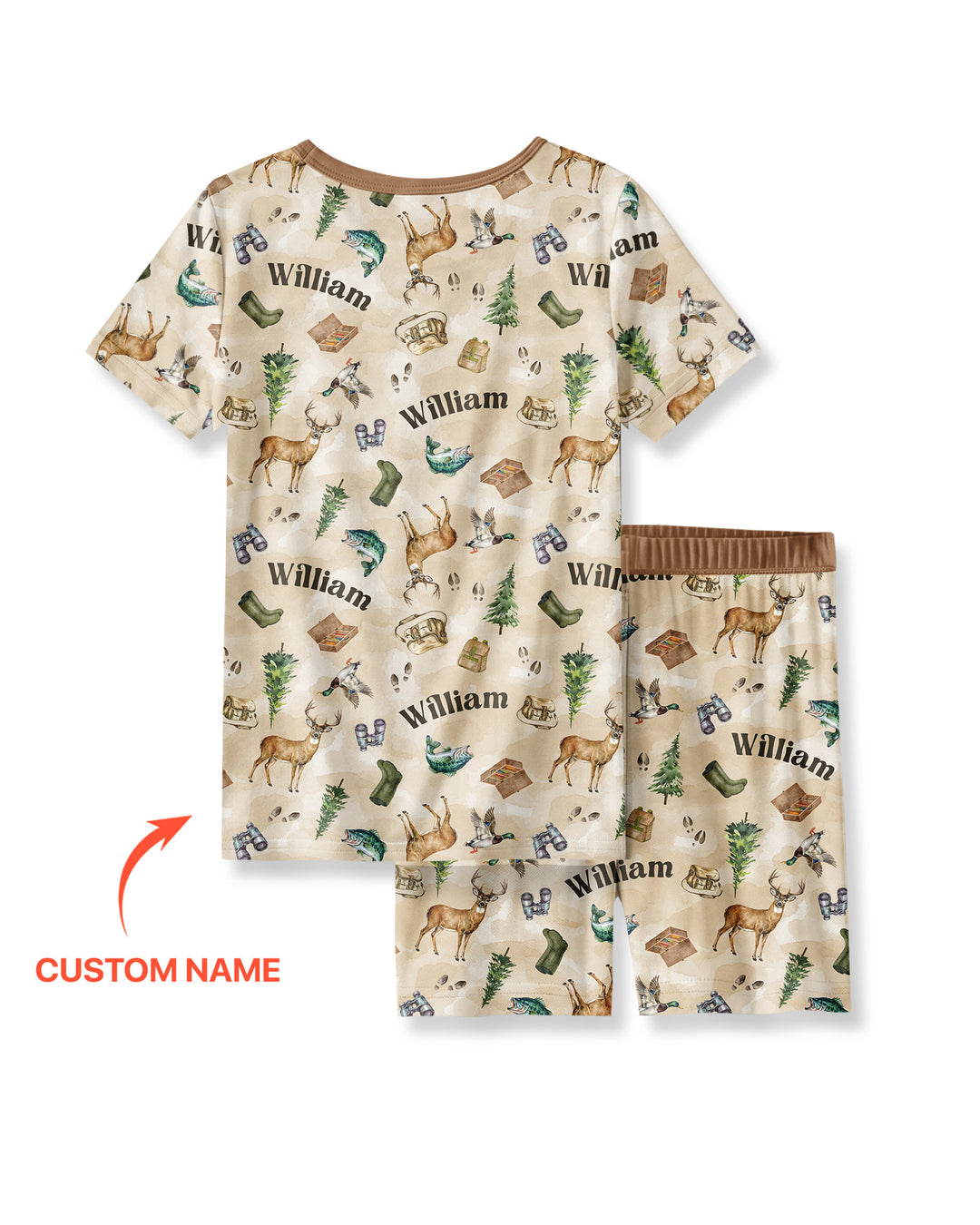 Personalized Funny Hunting Bamboo Two Piece Short Sleeve Shorts Pajama Set