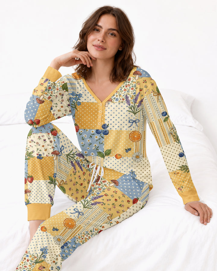 Lavender Orange Jam Bamboo Women Pajama Set