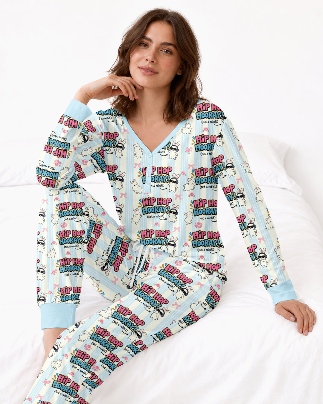 Hip Hop Bunny Bamboo Women Pajama Set