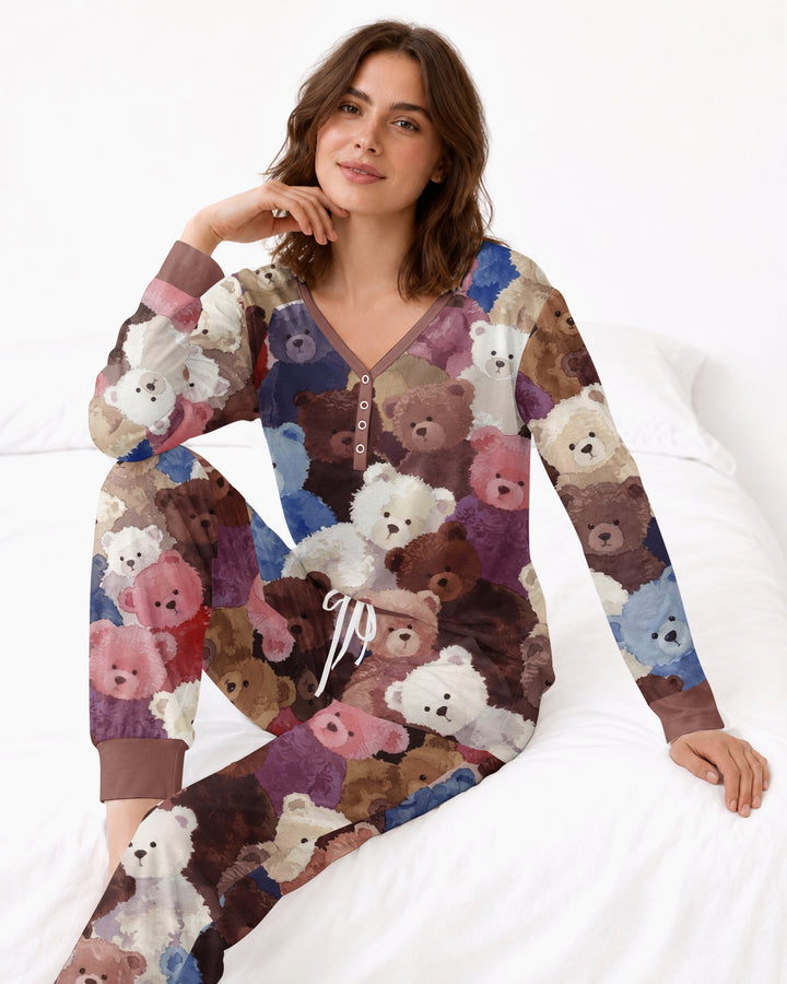 Teddy Bear Hug Jam Bamboo Women Pajama Set