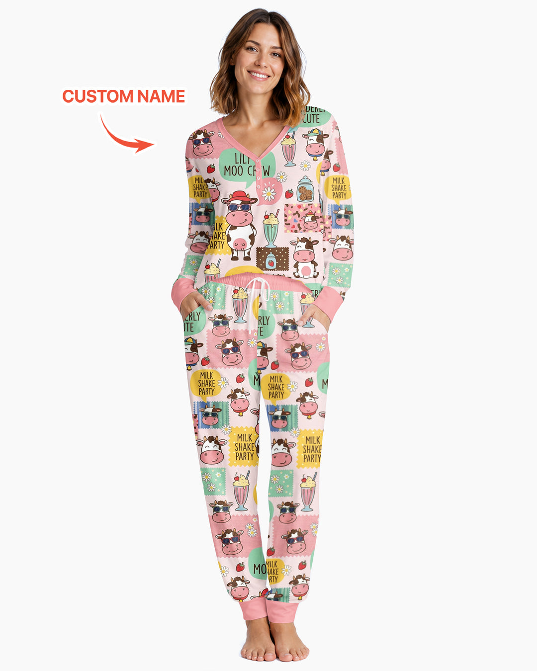 Custom Name The Milkshake Secret Society Bamboo Women Pajama Set