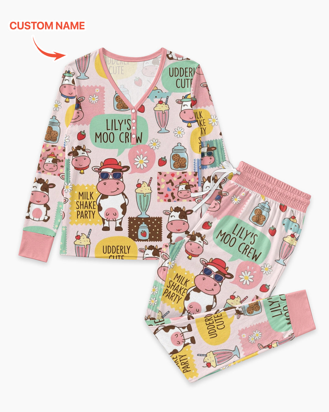 Custom Name The Milkshake Secret Society Bamboo Women Pajama Set