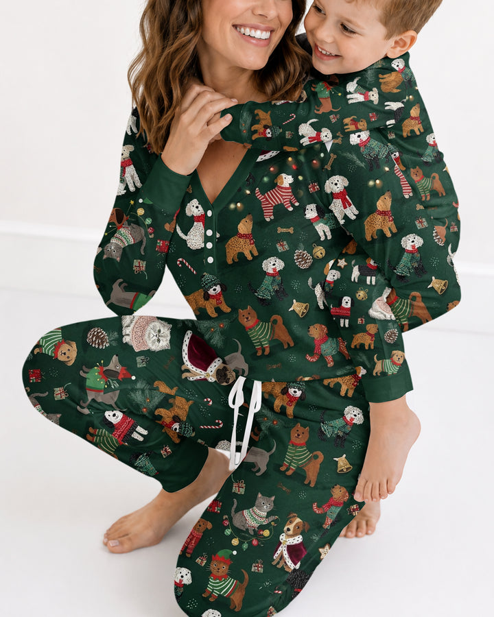 Winter Wonderland Bow Wow Bamboo Women Pajama Set
