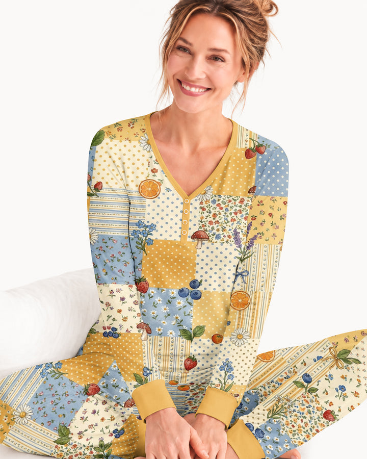 Lavender Orange Jam Bamboo Women Pajama Set