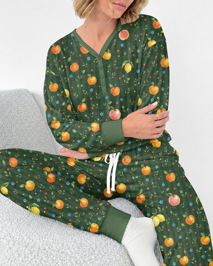 Forest Orange Bamboo Women Pajama Set