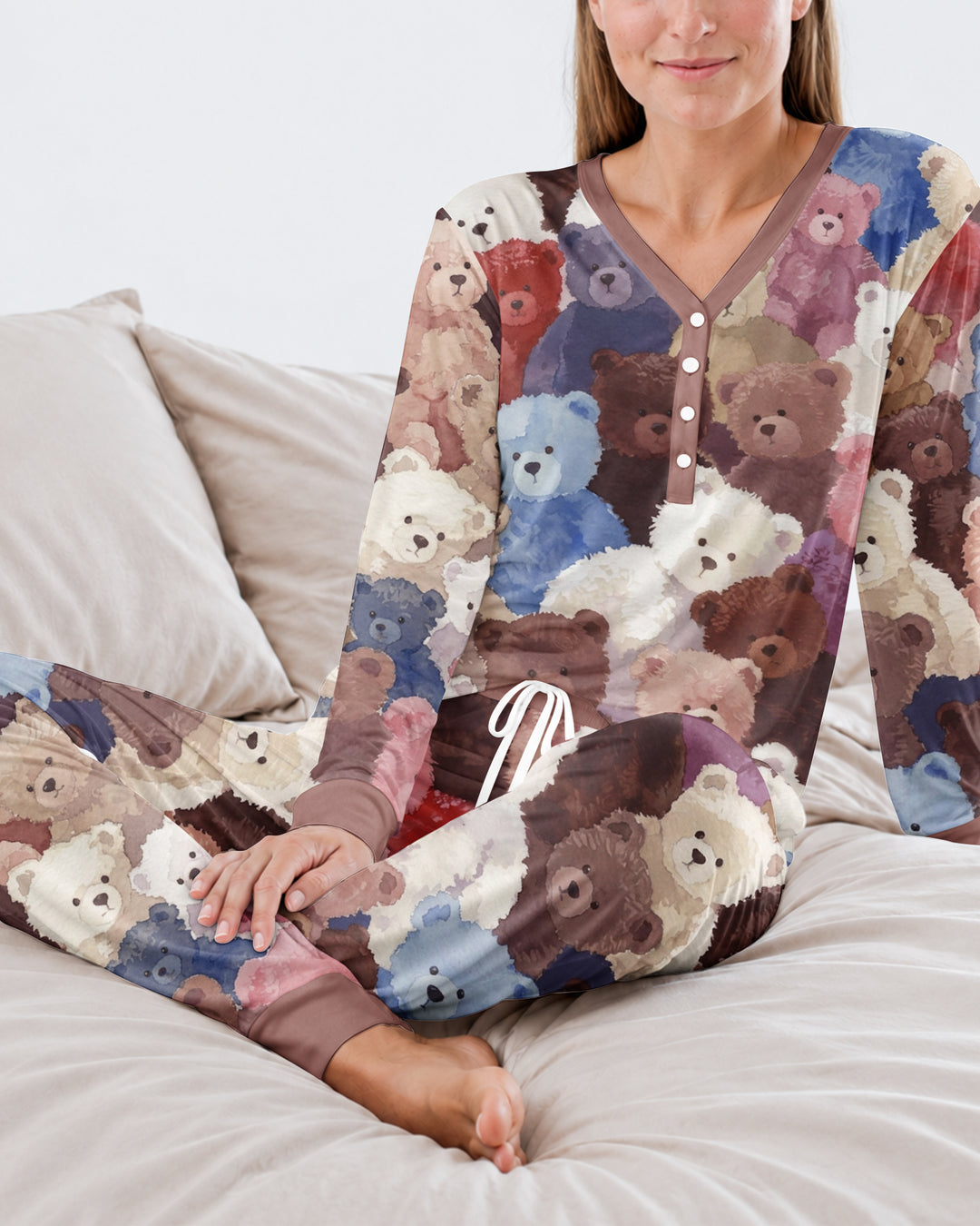 Teddy Bear Hug Jam Bamboo Women Pajama Set