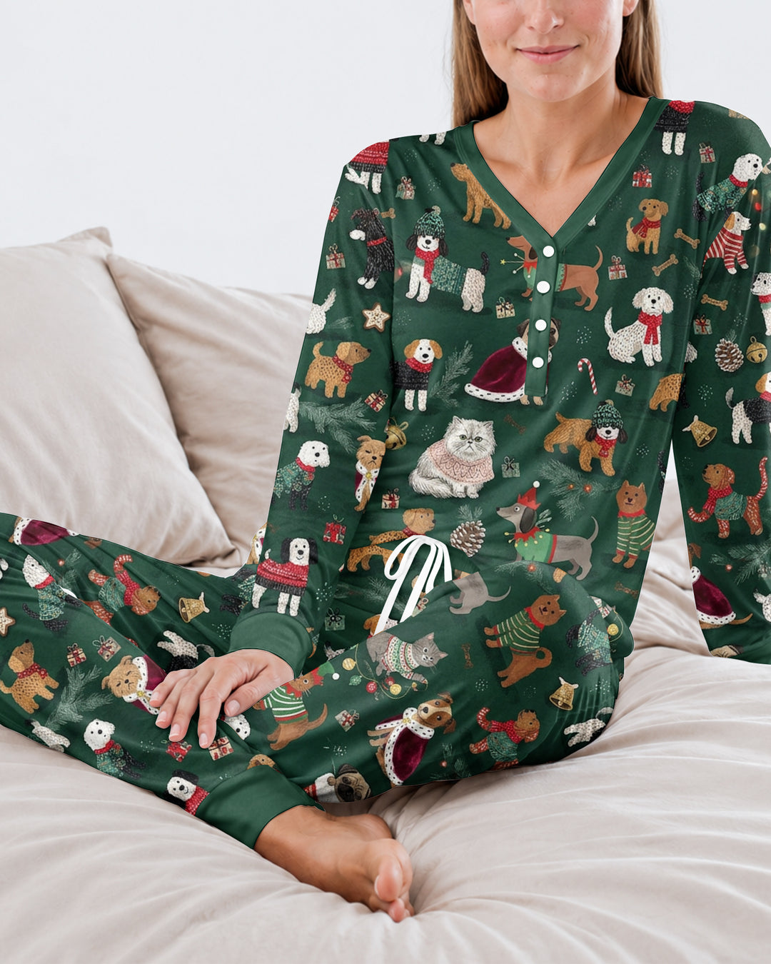 Winter Wonderland Bow Wow Bamboo Women Pajama Set