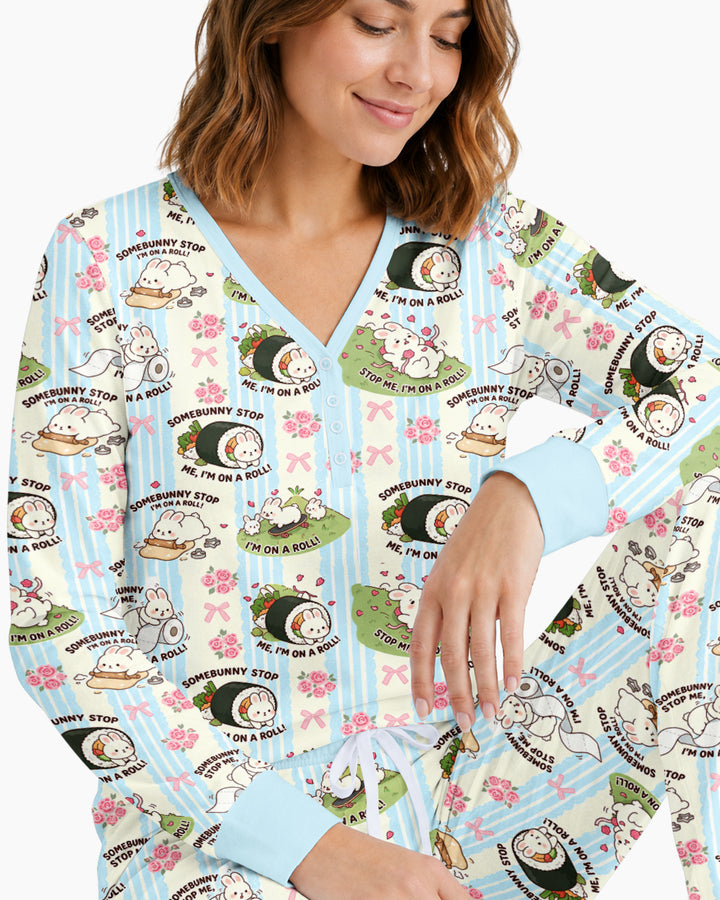 Bunny On A Roll Bamboo Women Pajama Set