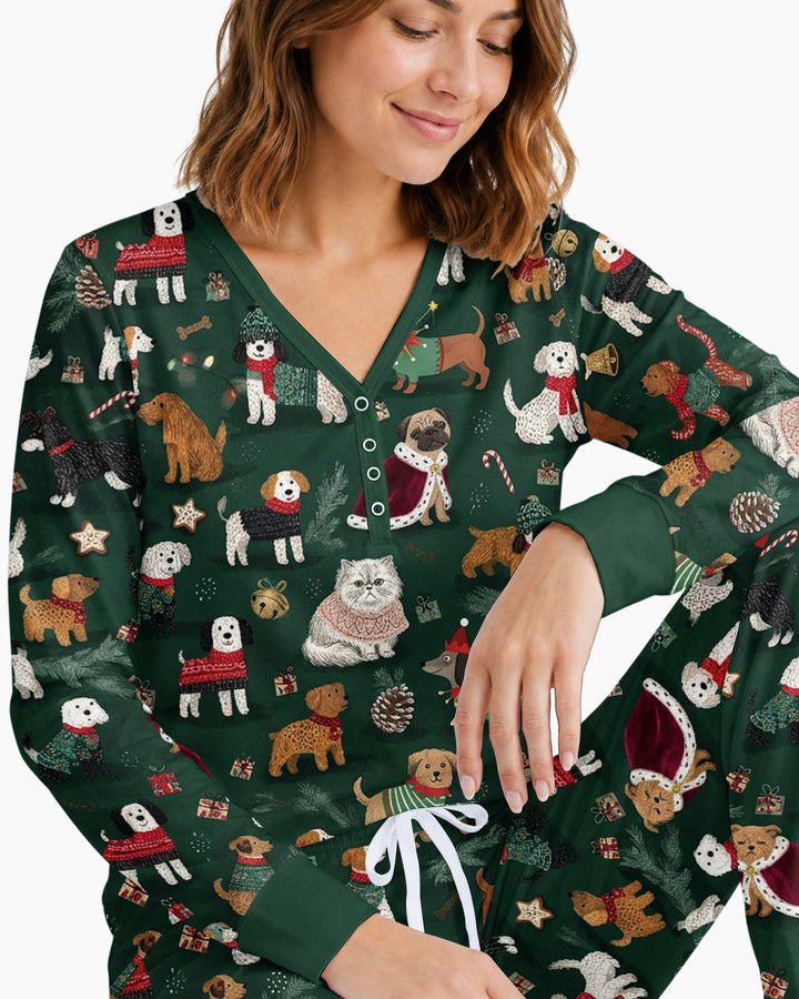 Winter Wonderland Bow Wow Bamboo Women Pajama Set