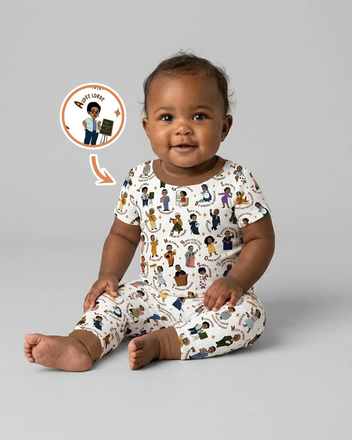 Black Legacy ABCs Family Matching Bamboo Two Piece Short Sleeve Pajama Set