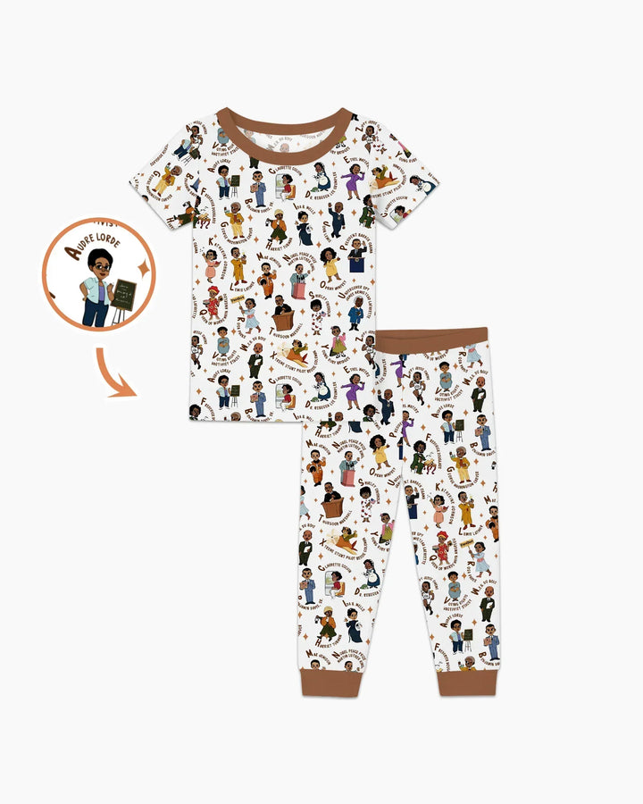 Black Legacy ABCs Family Matching Bamboo Two Piece Short Sleeve Pajama Set