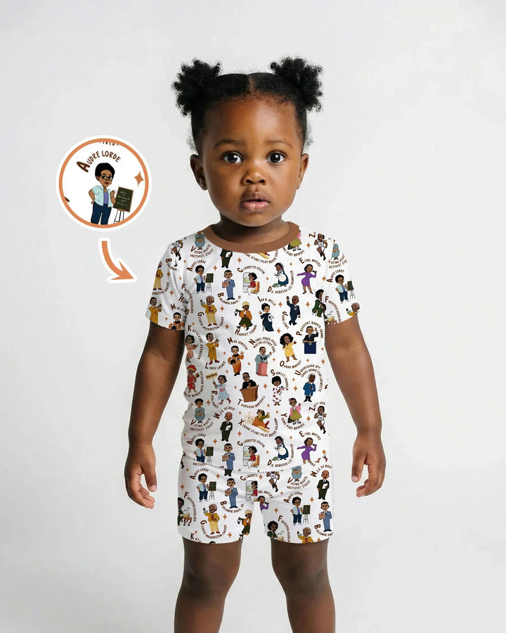 Black Legacy ABCs Family Matching Bamboo Two Piece Short Sleeve Shorts Pajama Set