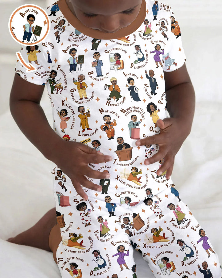 Black Legacy ABCs Family Matching Bamboo Two Piece Short Sleeve Pajama Set