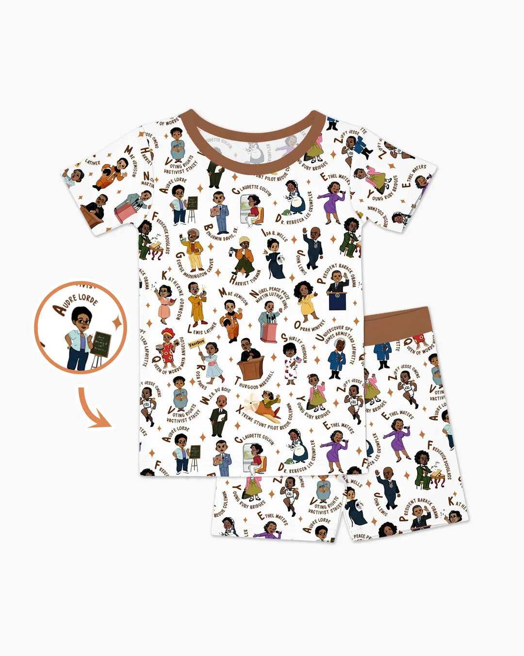 Black Legacy ABCs Family Matching Bamboo Two Piece Short Sleeve Shorts Pajama Set