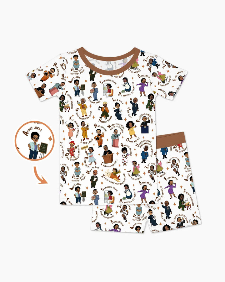 Black Legacy ABCs Family Matching Bamboo Two Piece Short Sleeve Shorts Pajama Set