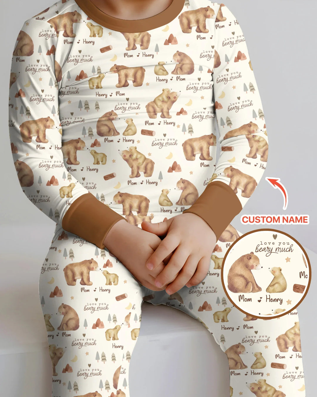 Love You Beary Much Mommy & Me Matching Bamboo Two Piece Long Sleeve Pajama Set
