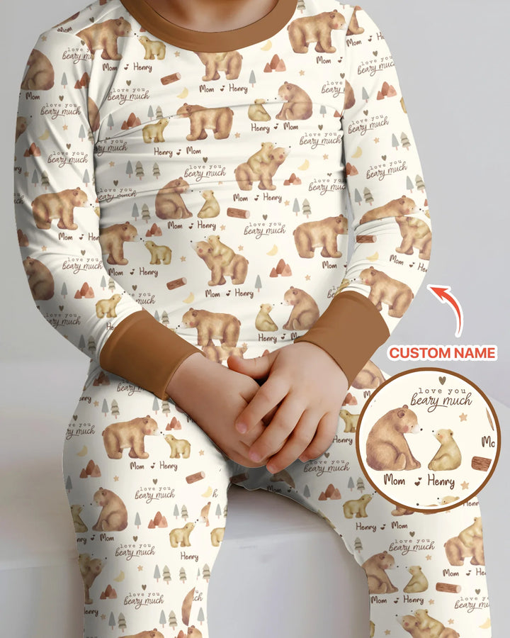 Love You Beary Much Mommy & Me Matching Bamboo Two Piece Long Sleeve Pajama Set
