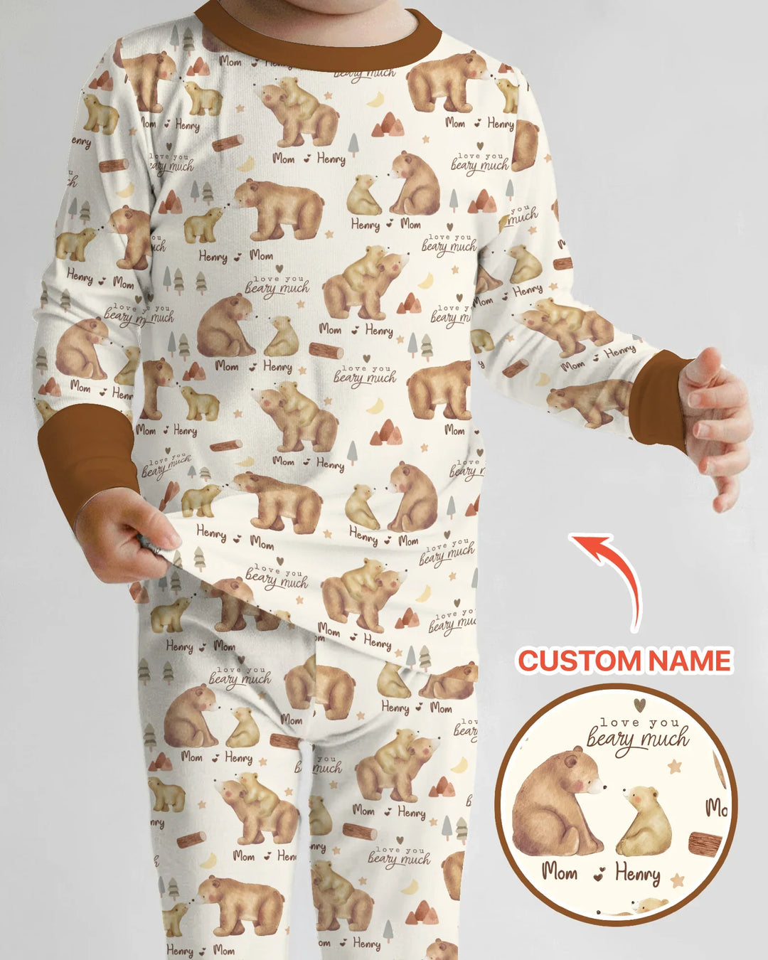 Love You Beary Much Mommy & Me Matching Bamboo Two Piece Long Sleeve Pajama Set