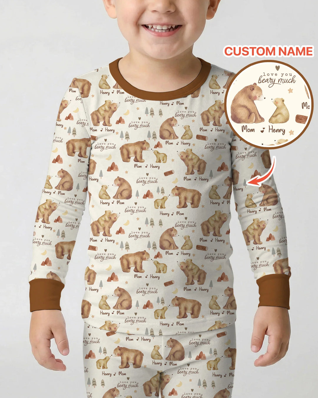 Love You Beary Much Mommy & Me Matching Bamboo Two Piece Long Sleeve Pajama Set