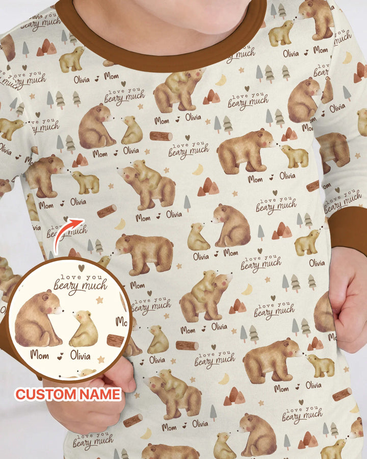 Love You Beary Much Mommy & Me Matching Bamboo Two Piece Long Sleeve Pajama Set