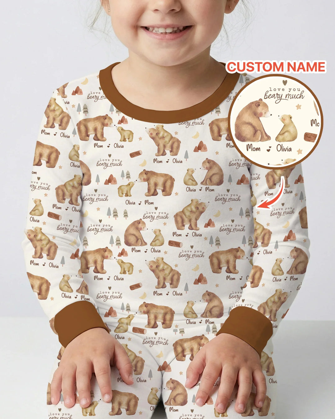 Love You Beary Much Mommy & Me Matching Bamboo Two Piece Long Sleeve Pajama Set