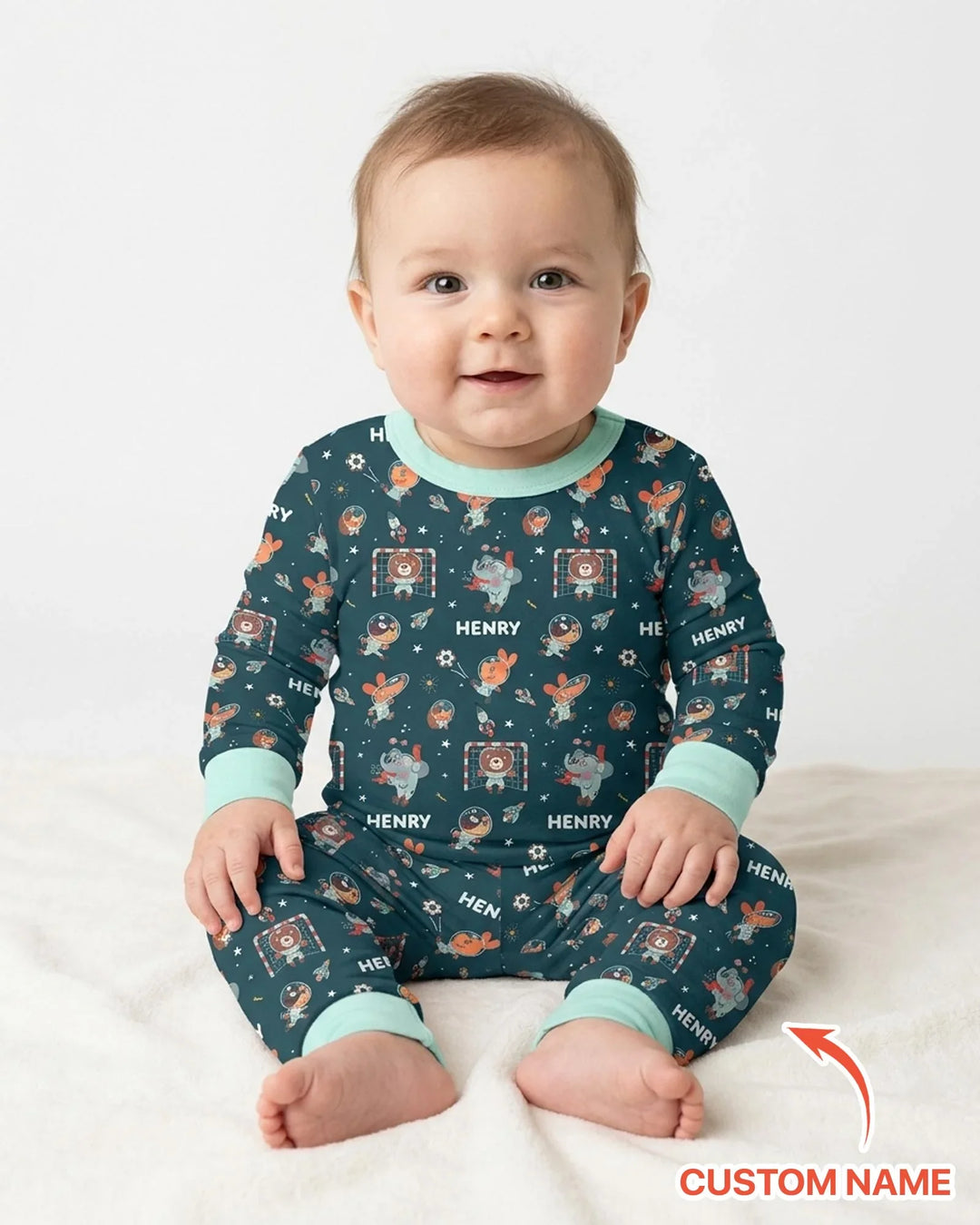 Space Soccer Bamboo Two Piece Long Sleeve Pajama Set