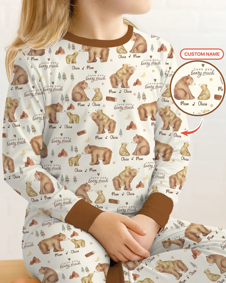 Love You Beary Much Mommy & Me Matching Bamboo Two Piece Long Sleeve Pajama Set
