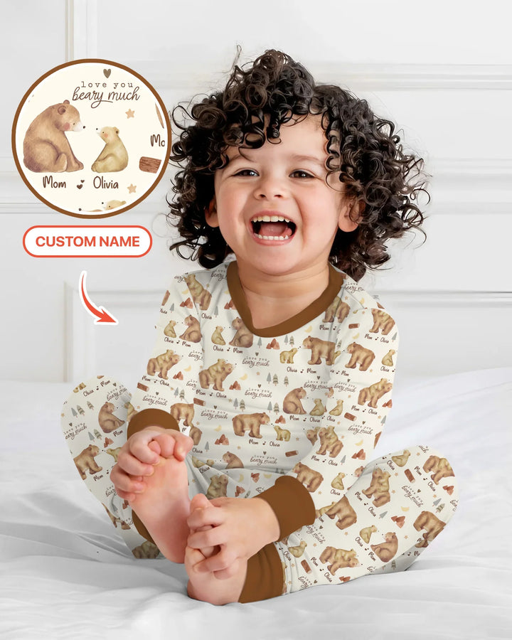 Love You Beary Much Mommy & Me Matching Bamboo Two Piece Long Sleeve Pajama Set
