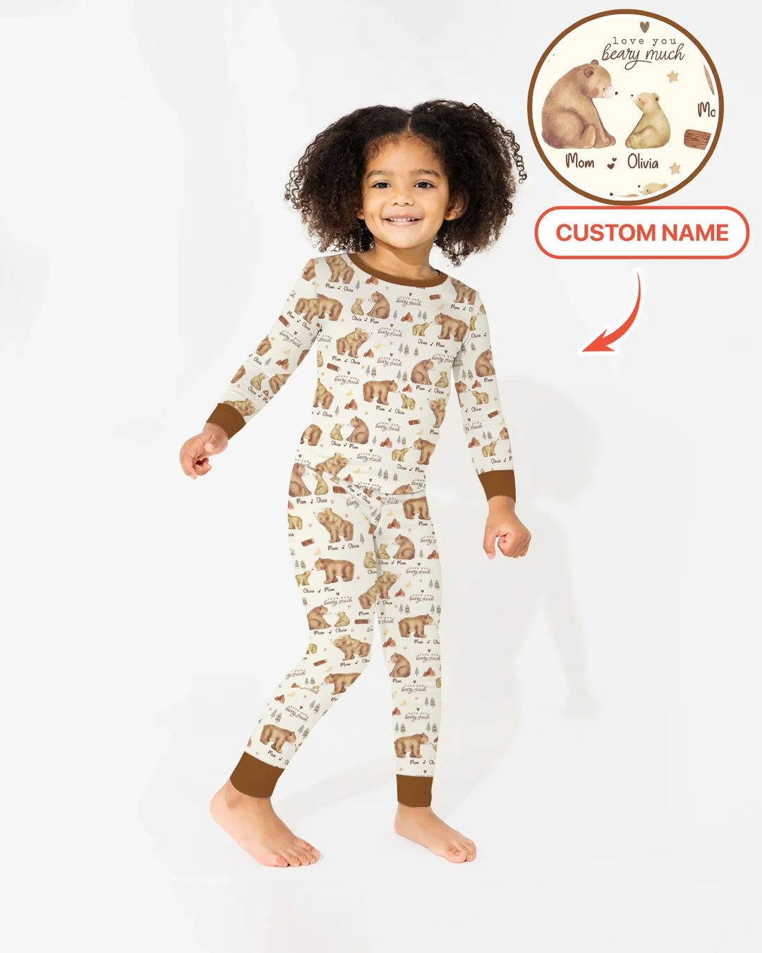 Love You Beary Much Mommy & Me Matching Bamboo Two Piece Long Sleeve Pajama Set