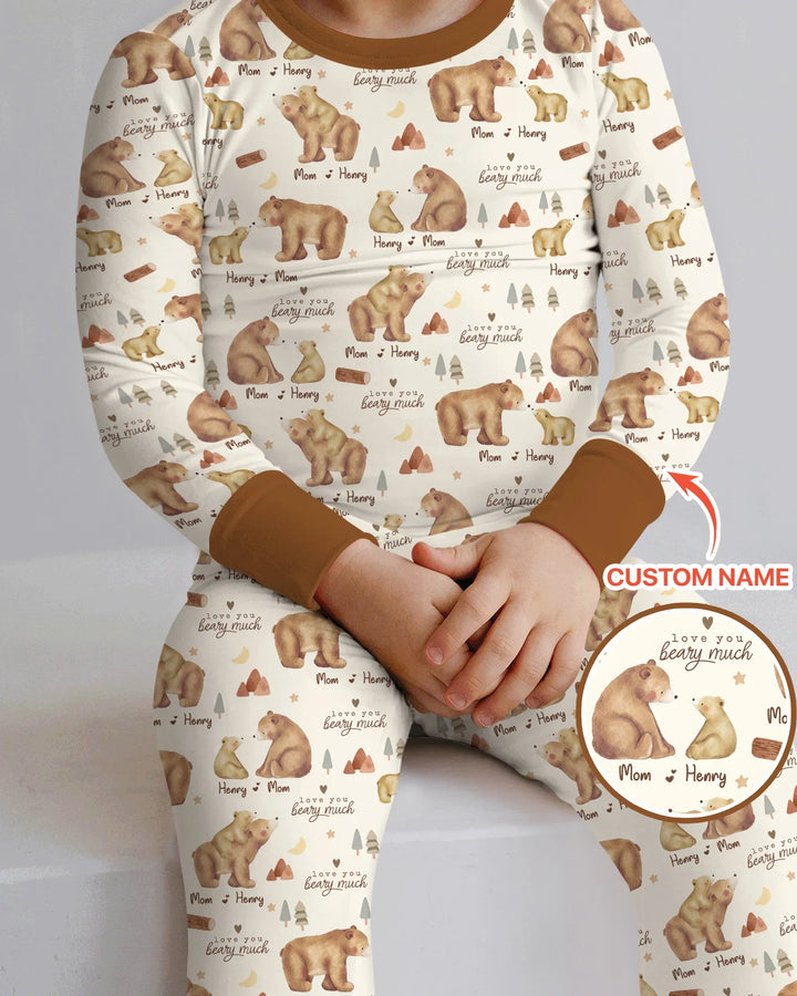 Love You Beary Much Mommy & Me Matching Bamboo Two Piece Long Sleeve Pajama Set