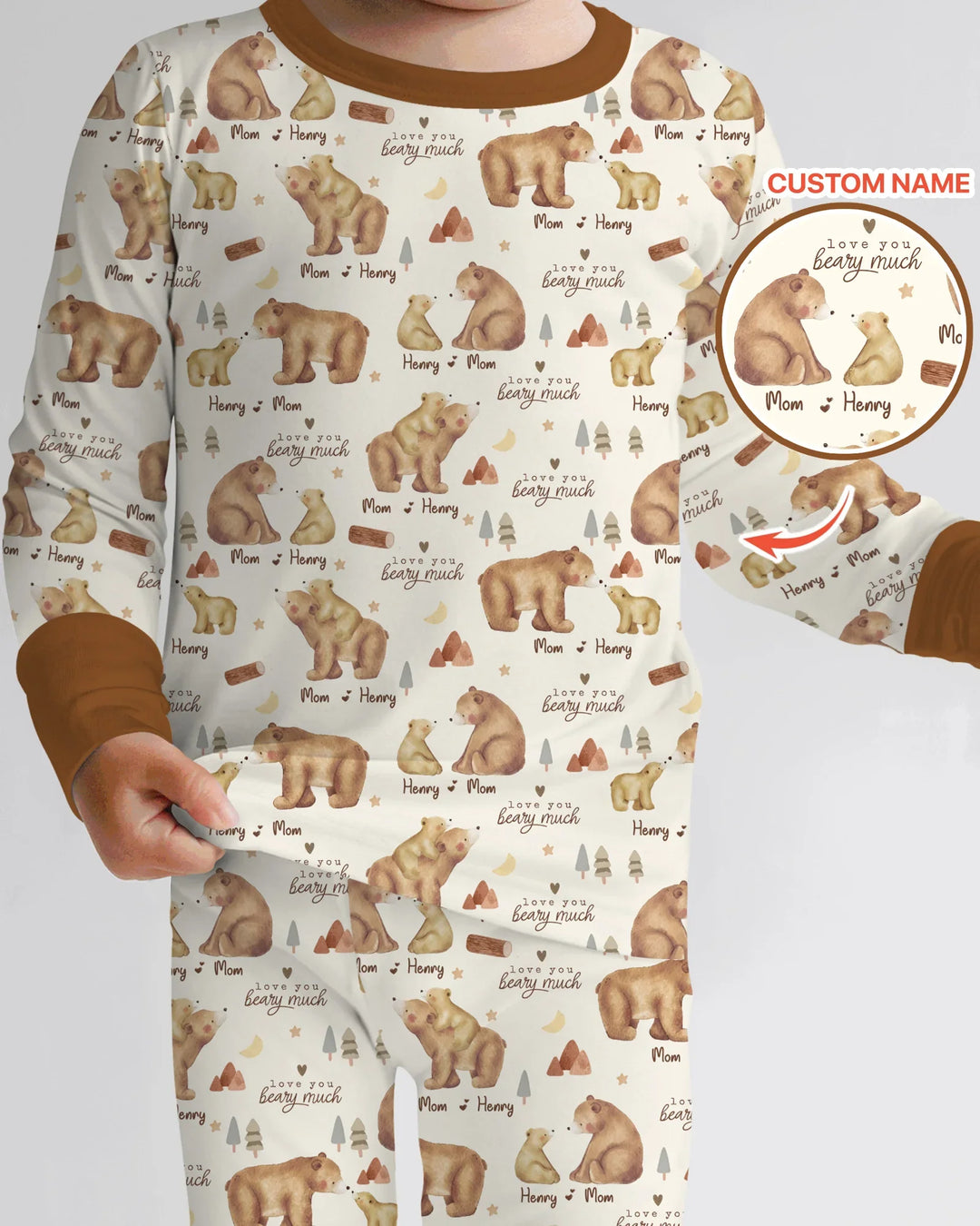 Love You Beary Much Mommy & Me Matching Bamboo Two Piece Long Sleeve Pajama Set