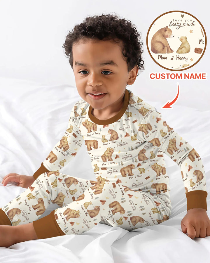 Love You Beary Much Mommy & Me Matching Bamboo Two Piece Long Sleeve Pajama Set