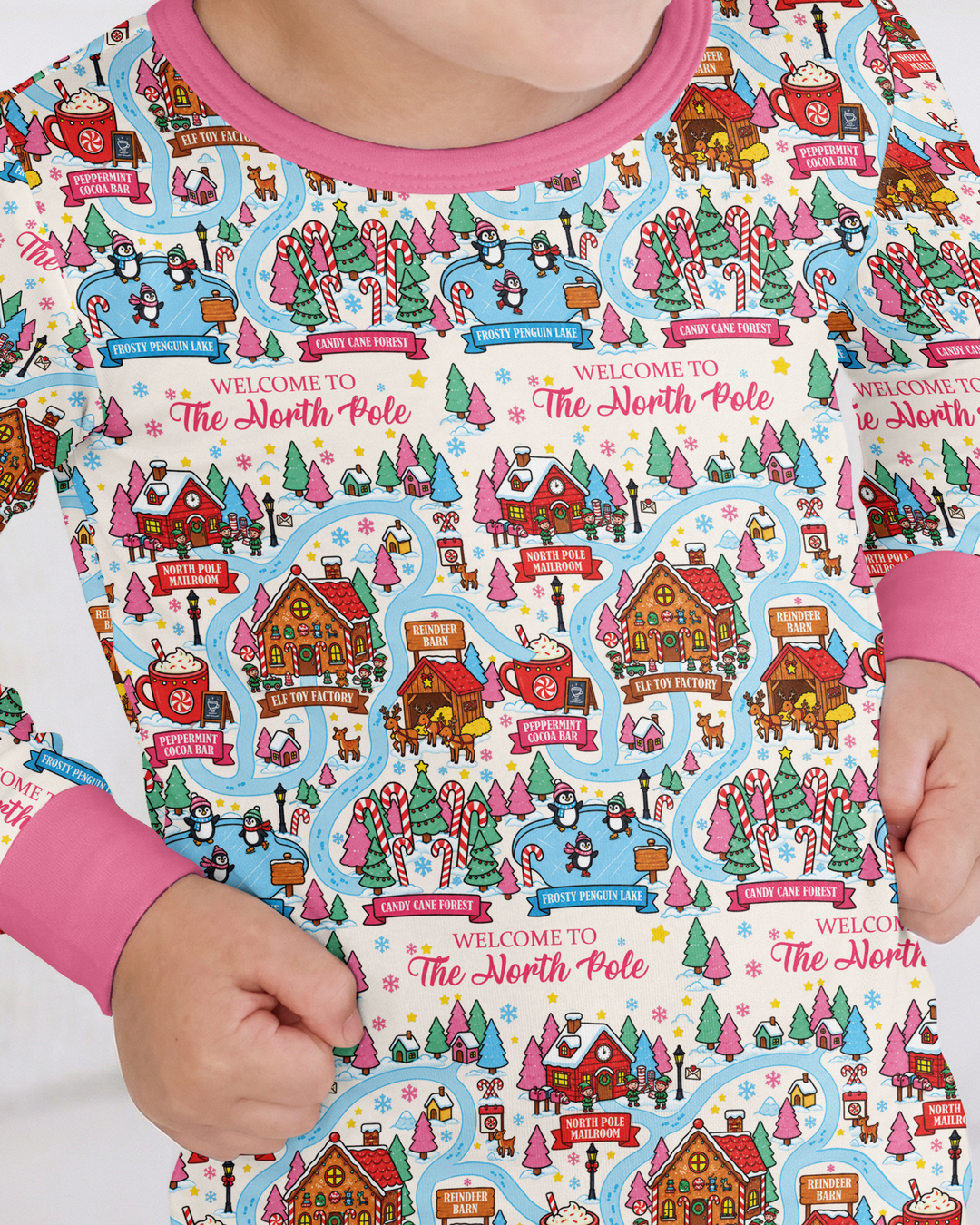 Pink North Pole Adventure Bamboo Two Piece Long Sleeve Pajama Set